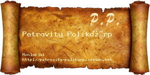 Petrovity Polikárp névjegykártya